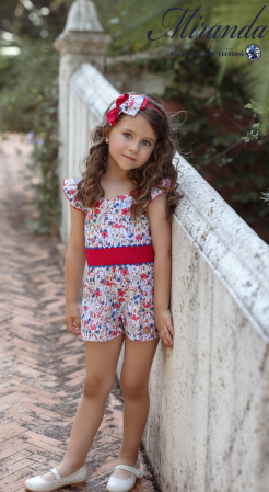 Salopeta fete rosie cu flori Miranda 8-14 ani [2]