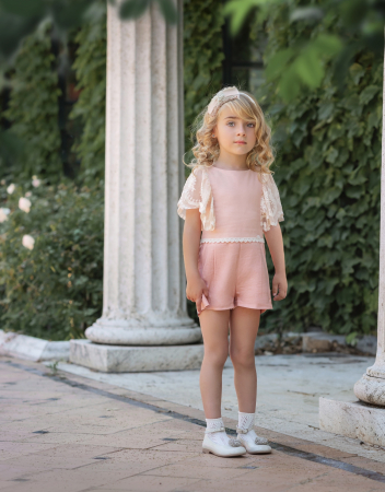 Salopeta roz cu dantela si spatele gol fete 4-5 ani Miranda [3]