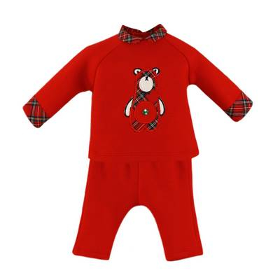 Bebe Bãiat - Set bluzita si pantaloni rosu bebe baiat NelBlu 6-9 luni