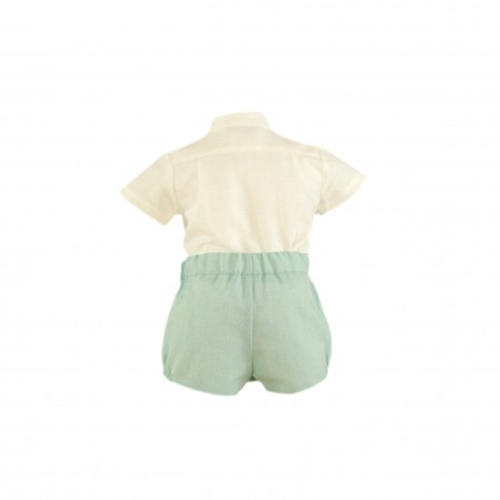 Set camasa alba cu maneca scurta si pantaloni bebe baiat Miranda 9 luni [1]