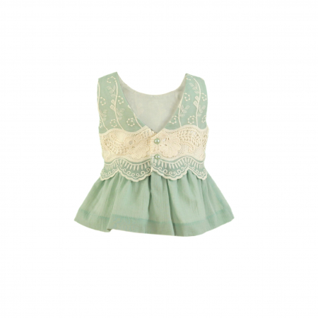 Top verde fetite cu dantela si nasturi Miranda [1]