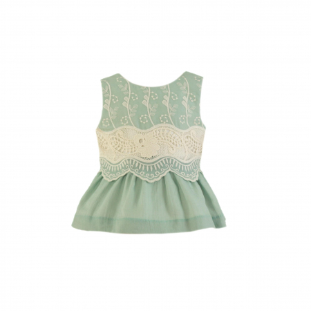 Tricouri - Top verde fetite cu dantela si nasturi Miranda