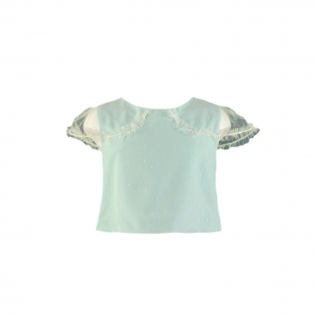 Tricouri - Top verde elegant cu tull fete 8 ani Miranda