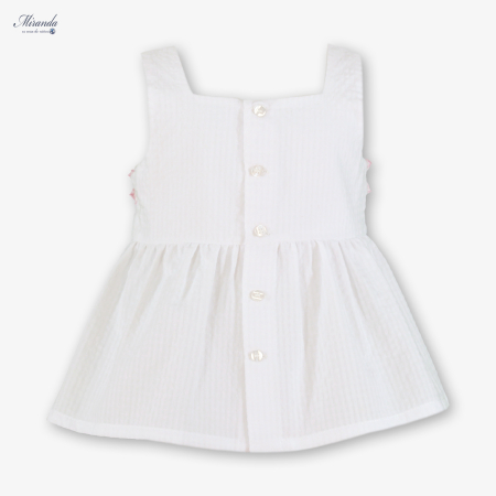 Top alb cu roz cu bretele si fundita [1]