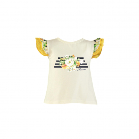 Tricouri - Tricou galben cu albastru si volanase fete 12 ani Miranda