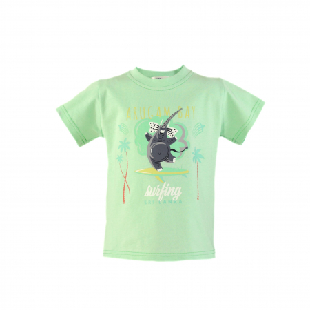 Tricouri - Tricou baieti cu logo Miranda Verde cu elefanti 2-8 ani