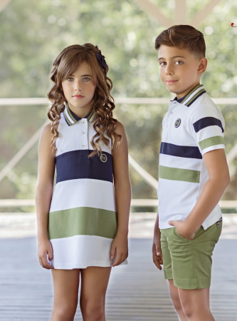 Tricou Polo cu dunga albastru si verde [2]