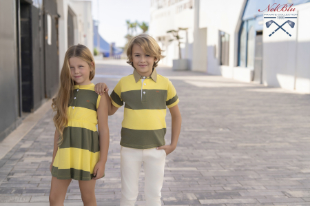 Tricou Polo cu dungi verzi si galbene [2]