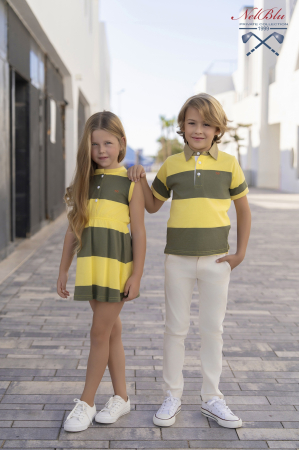 Tricou Polo cu dungi verzi si galbene [3]