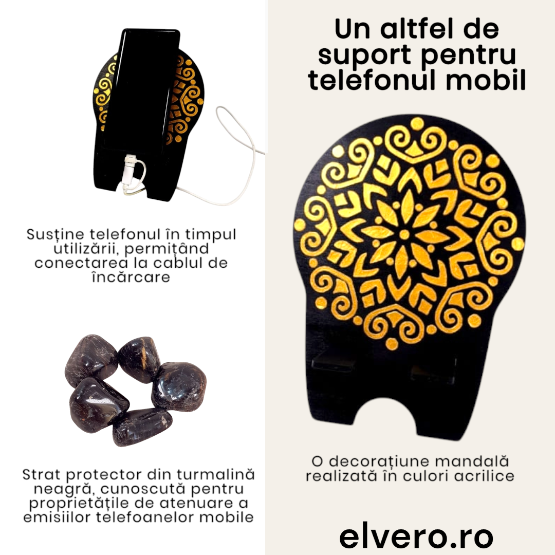 cadouri business perfecte pentru birou activitate profesionala - suport pentru telefon cu turmalina neagra