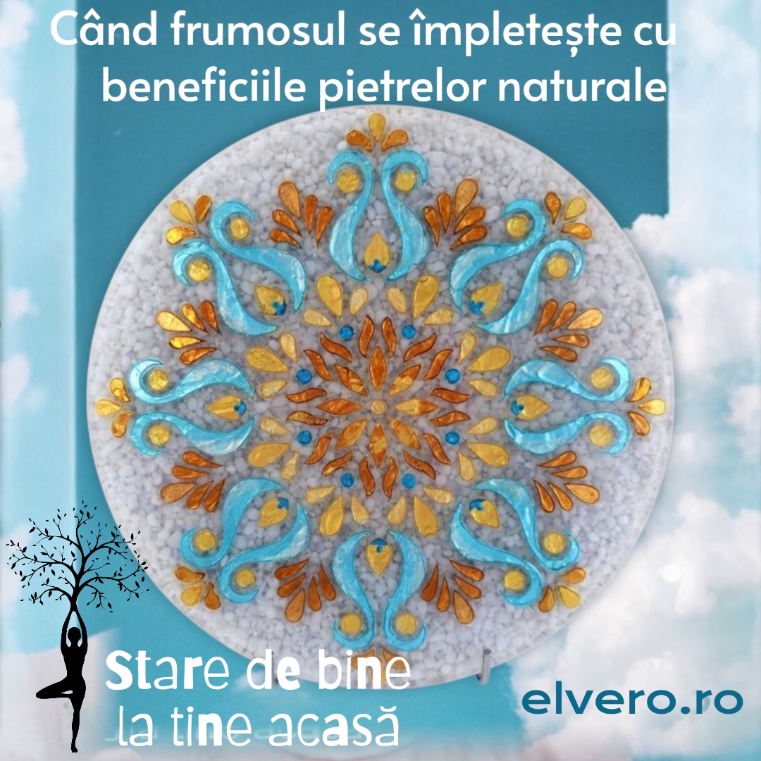 Cadou unicat de lux pentru casa noua aniversare - decoratiune mandala din pietre naturale