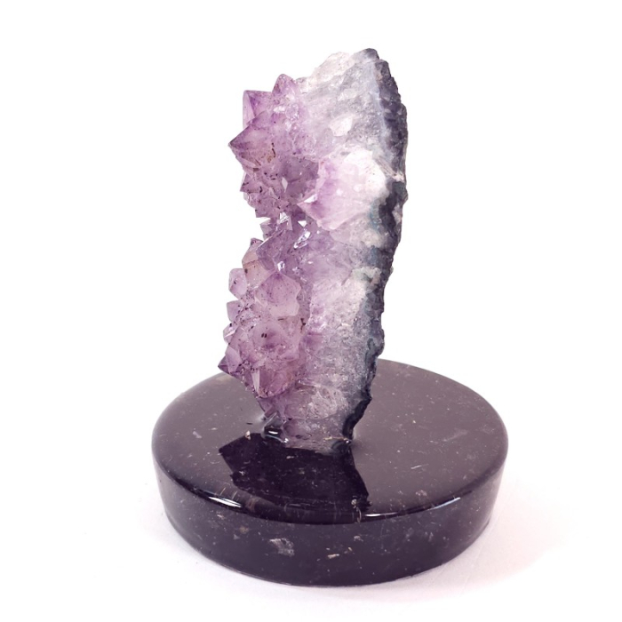 Decoratiune sectiune geoda ametist pe suport turmalina neagră [3]