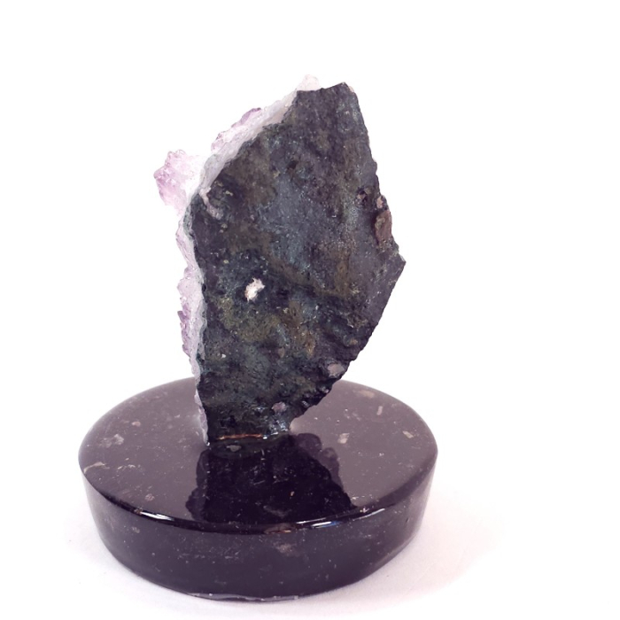 Decoratiune sectiune geoda ametist pe suport turmalina neagră [4]