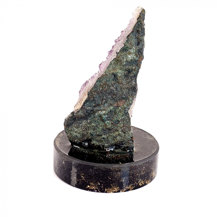 Decoratiune sectiune geoda ametist pe suport turmalina neagra [3]