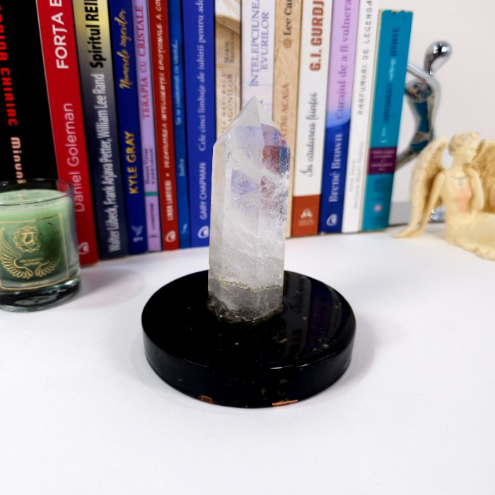 Bagheta din cuart natural pe suport orgonic din turmalina [6]