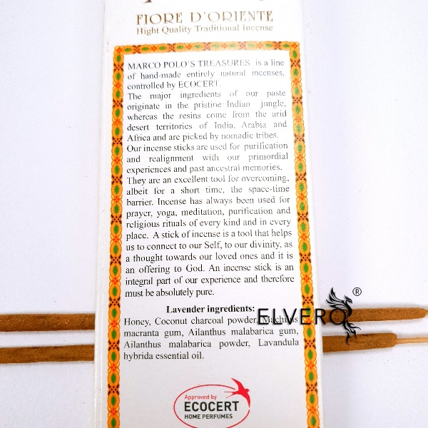 Betisoare parfumate Fiore d'Oriente Lavender cu ulei esential lavanda, Marco Polo's Treasures [2]
