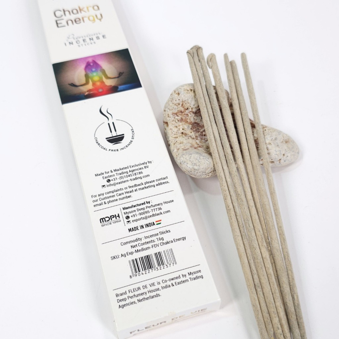 Bețișoare parfumate Fleur de Vie Chakra Energy, cutie albă, chakre, tijă bambus [4]