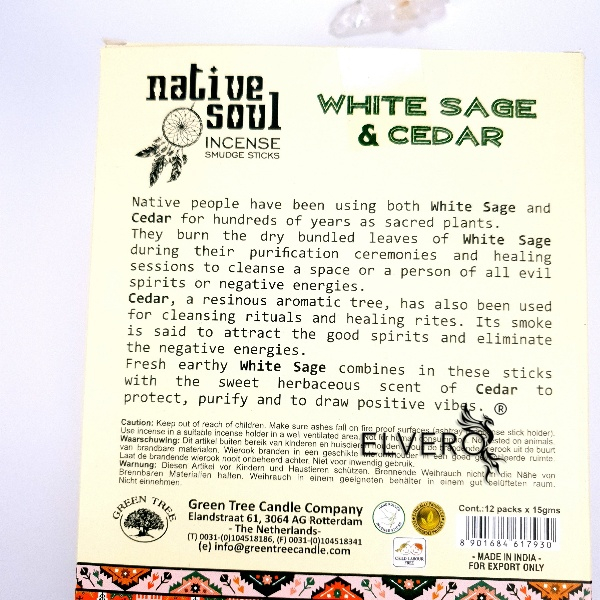 Betisoare parfumate Green Tree White Sage and Cedar, Native Soul [5]