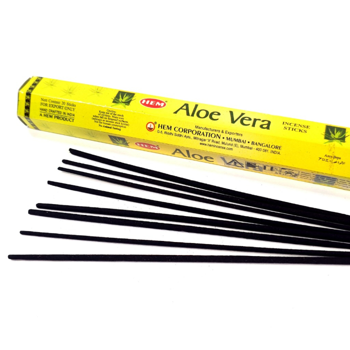 Bețișoare parfumate HEM Aloe Vera 20 buc cutie hexagonală aromă dulce fructată India [2]
