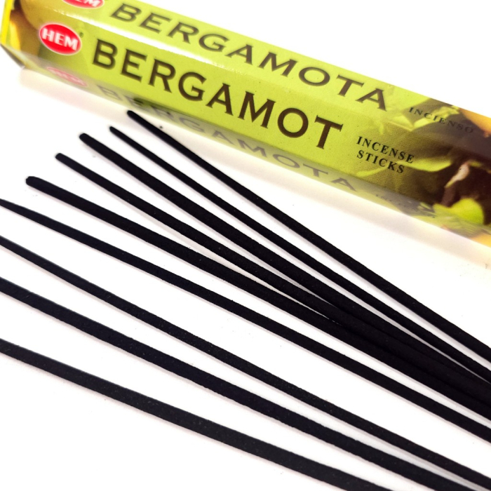Bețișoare parfumate HEM Bergamot 20 buc cutie hexagonală aromă citrică fructată bergamotă India [2]