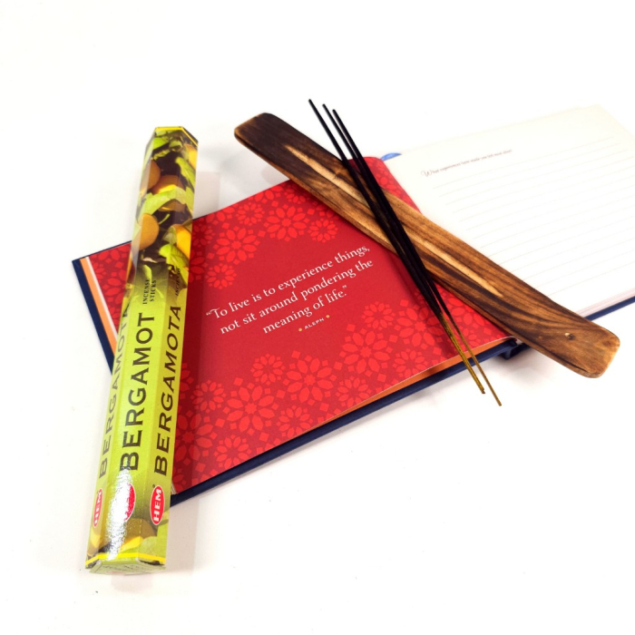 Bețișoare parfumate HEM Bergamot 20 buc cutie hexagonală aromă citrică fructată bergamotă India [3]