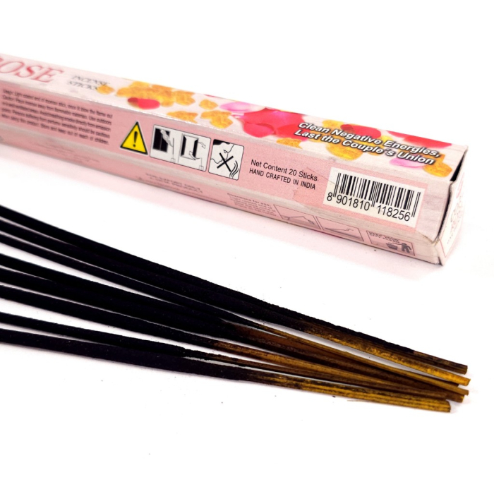 Bețișoare parfumate HEM Copal Rose 20 buc cutie hexagonală aromă trandafir tămâie India [4]