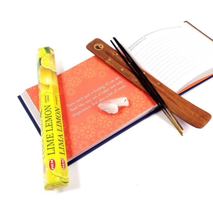 Bețișoare parfumate HEM Lime Lemon cutie hexagonală 20 bucăți aromă citrice proaspete India [3]