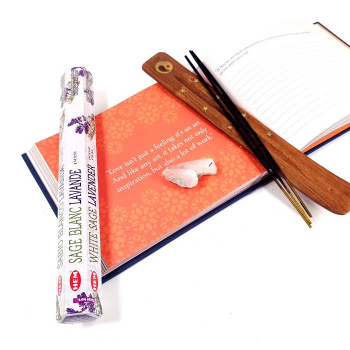 Bețișoare parfumate HEM White Sage Lavender, cutie hexagonală 20 buc, aromă salvie albă și lavandă [3]