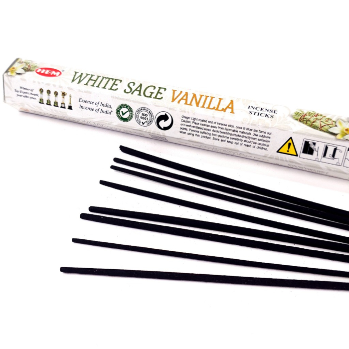 Bețișoare parfumate HEM White Sage Vanilla cutie hexagonală 20 buc salvie vanilie [4]