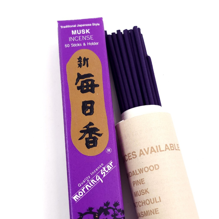 Bețișoare parfumate Nippon Kodo Musk Morning Star, 50 buc, aromă mosc, suport ceramic inclus [2]