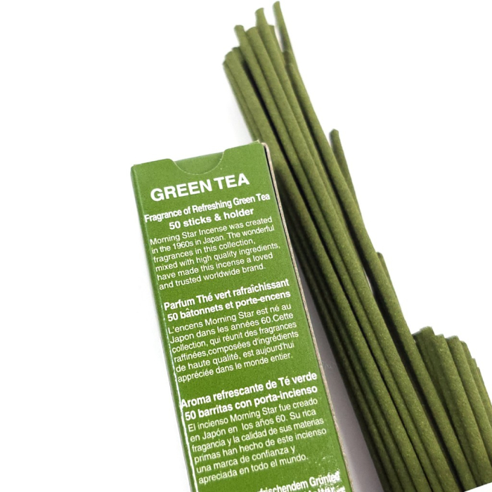 Bețișoare parfumate Nippon Kodo Green Tea Morning Star, 50 buc, aromă ceai verde, suport ceramic inclus [3]