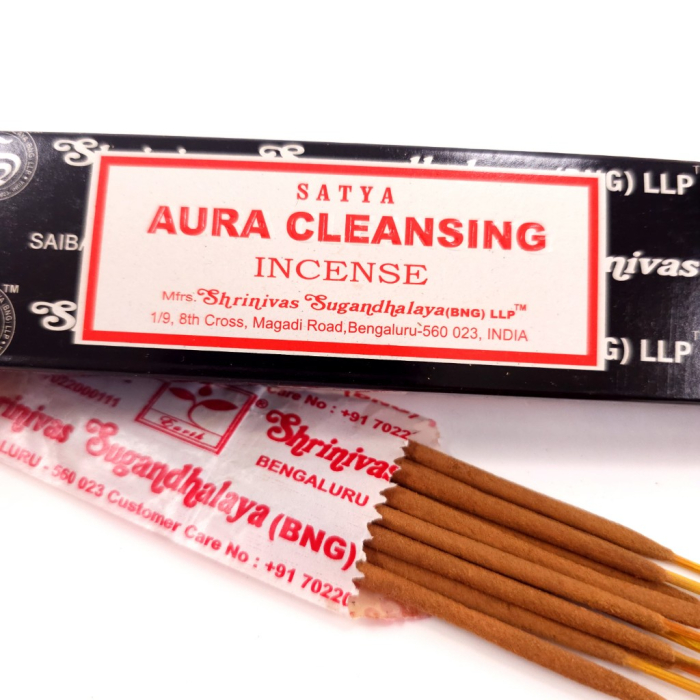 Bețișoare parfumate Satya Aura Cleansing 10 buc rulate manual India ~20 cm ardere 25 min parfumare spatiu meditatie [2]