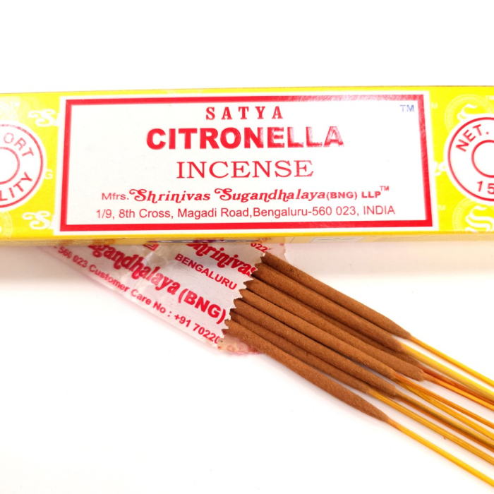 Bețișoare parfumate Satya Citronella 10 buc rulate manual India ~20 cm ardere 20-25 min aromă iarbă lămâioasă citronelă [2]