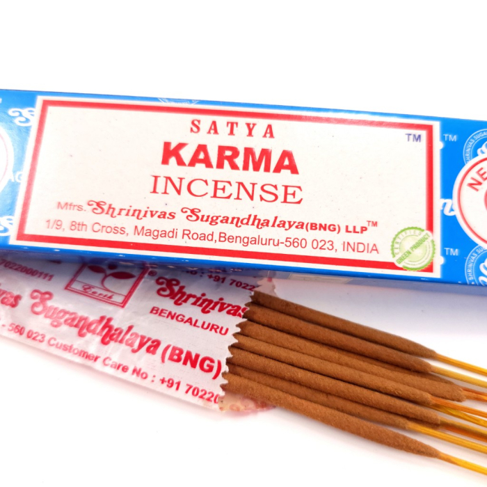 Bețișoare parfumate Satya Karma 15 gr rulate manual India, aromă florală dulce lemnos-caldă, meditație și relaxare [2]