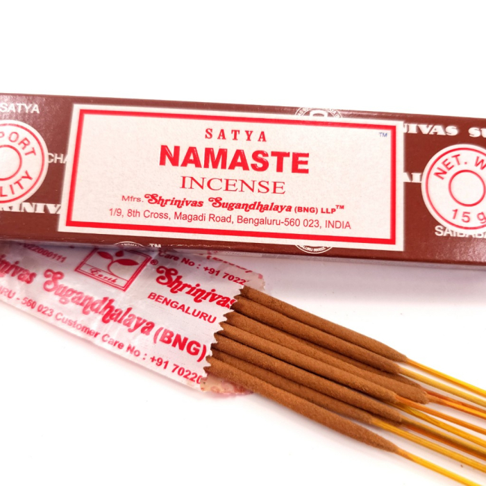 Bețișoare parfumate Satya Namaste 15 gr, rulate manual India, aromă santal flori rășini, meditație [2]