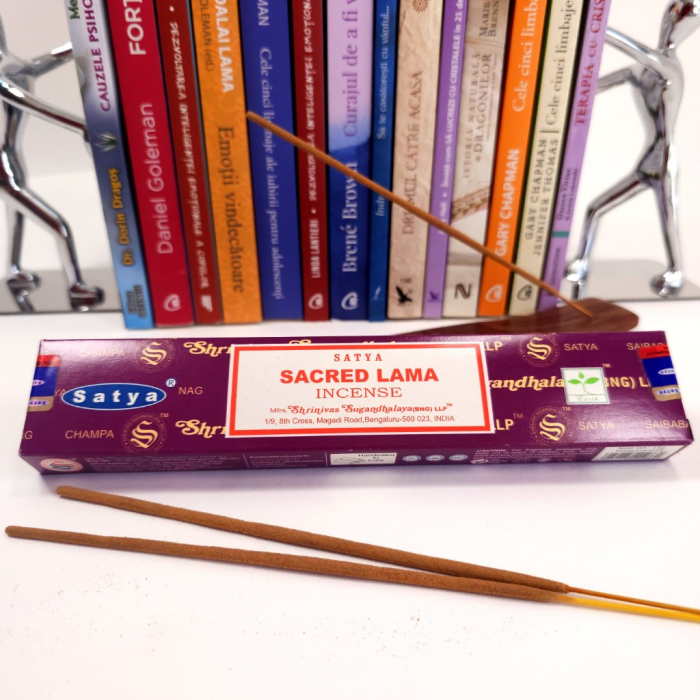 Bețișoare parfumate Satya Sacred Lama 15 gr cutie carton, aromă dulce-orientală rășini flori condimente, rulate manual India meditație [3]