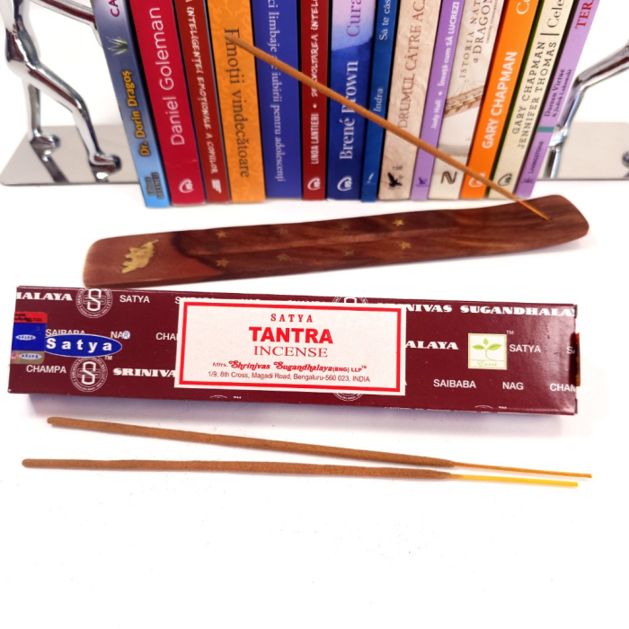 Bețișoare parfumate Satya Tantra 15 gr, 10 buc, aromă orientală caldă, rulate manual India [3]