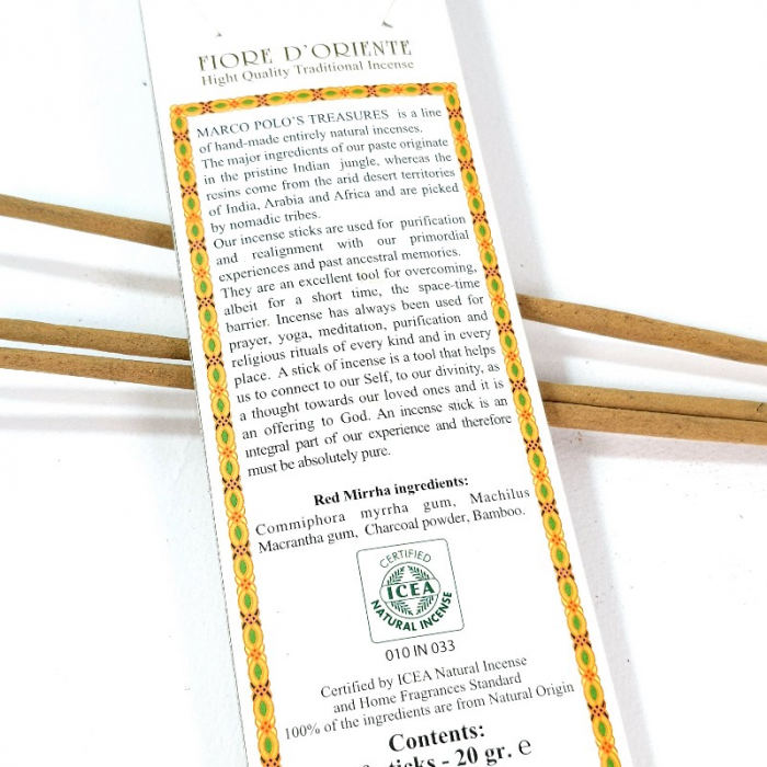 Betisoare parfumate Fiore D'Oriente Red Mirrha, smirna, Marco Polo's Treasures [2]