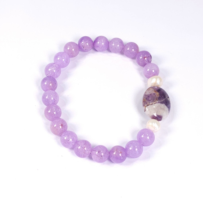 Brățară elastică ametist cu perle – design delicat, pietre naturale [3]