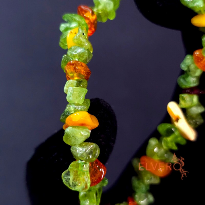 Bratara elastica din pietre naturale de peridot si chihlimbar [4]