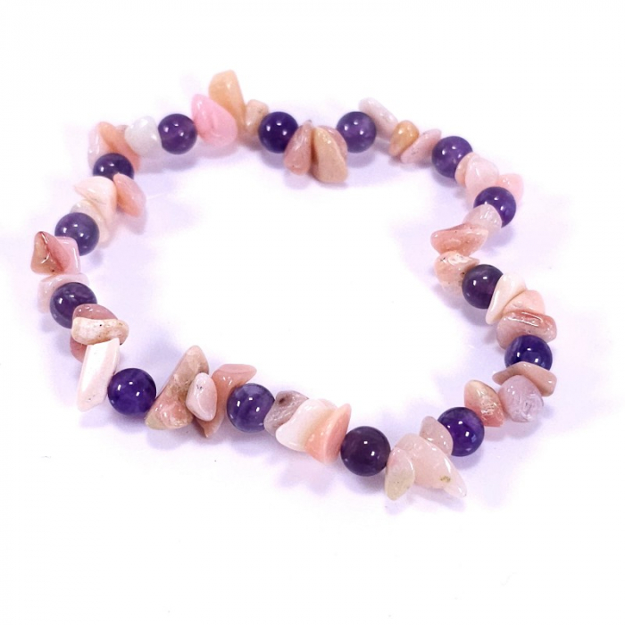 Bratara din opal roz si sfere din ametist [3]