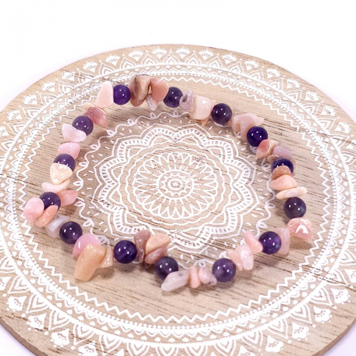 Bratara din opal roz si sfere din ametist [4]