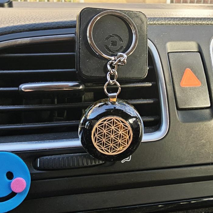 Accesoriu pentru chei din pietre naturale cu floarea vietii [5]