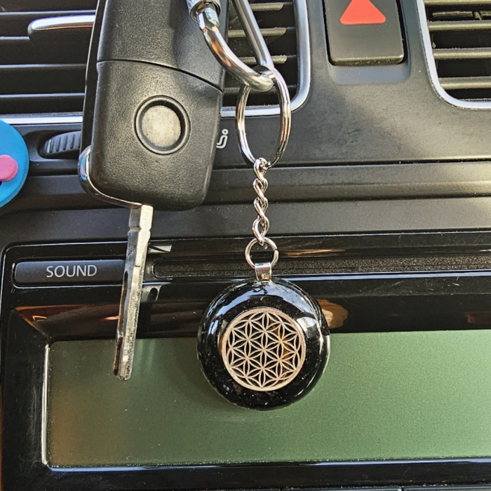 Accesoriu pentru chei din pietre naturale cu floarea vietii [7]