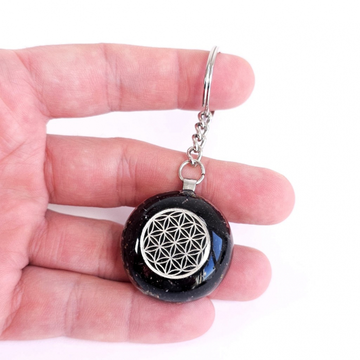 Accesoriu pentru chei din pietre naturale cu floarea vietii [7]