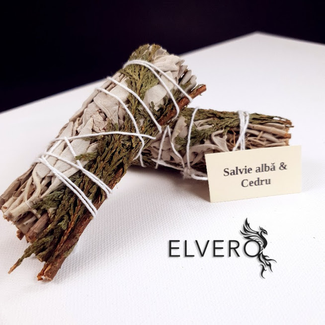 Buchet salvie albă cu cedru pentru fumigatii, 10 cm [3]