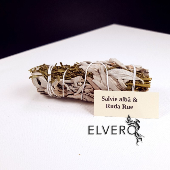 Buchet salvie alba si ruda rue pentru fumigatii, 10 cm [2]