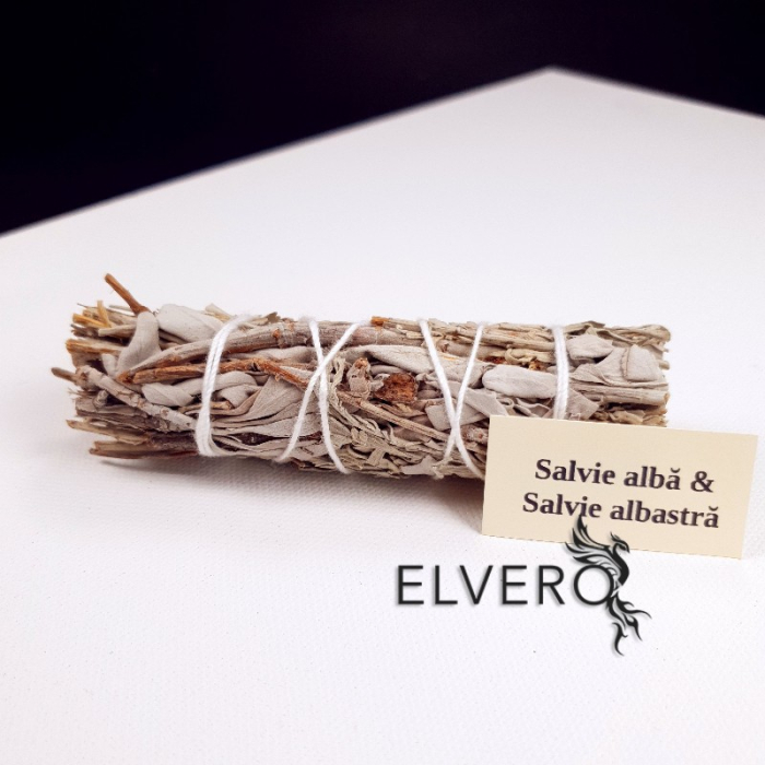 Buchet salvie alba si salvie albastra pentru fumigatii, 10 cm [2]