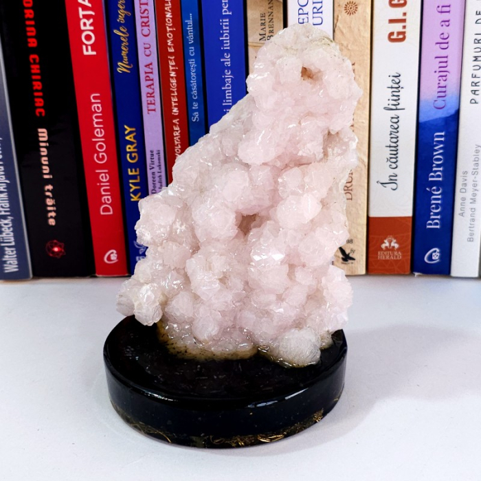 Calcit roz pe suport orgonic cu turmalina neagra [2]