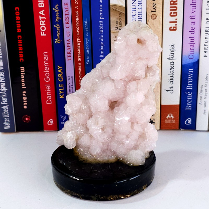 Calcit roz pe suport orgonic cu turmalina neagra [5]